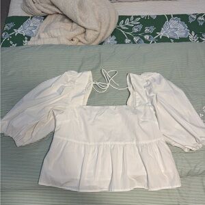 Abercrombie & Fitch White Puff Sleeve Blouse